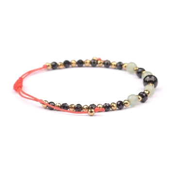 Bransoletka celebrytka czarny TURMALIN AWENTURYN HEMATYT ochrona szczęście